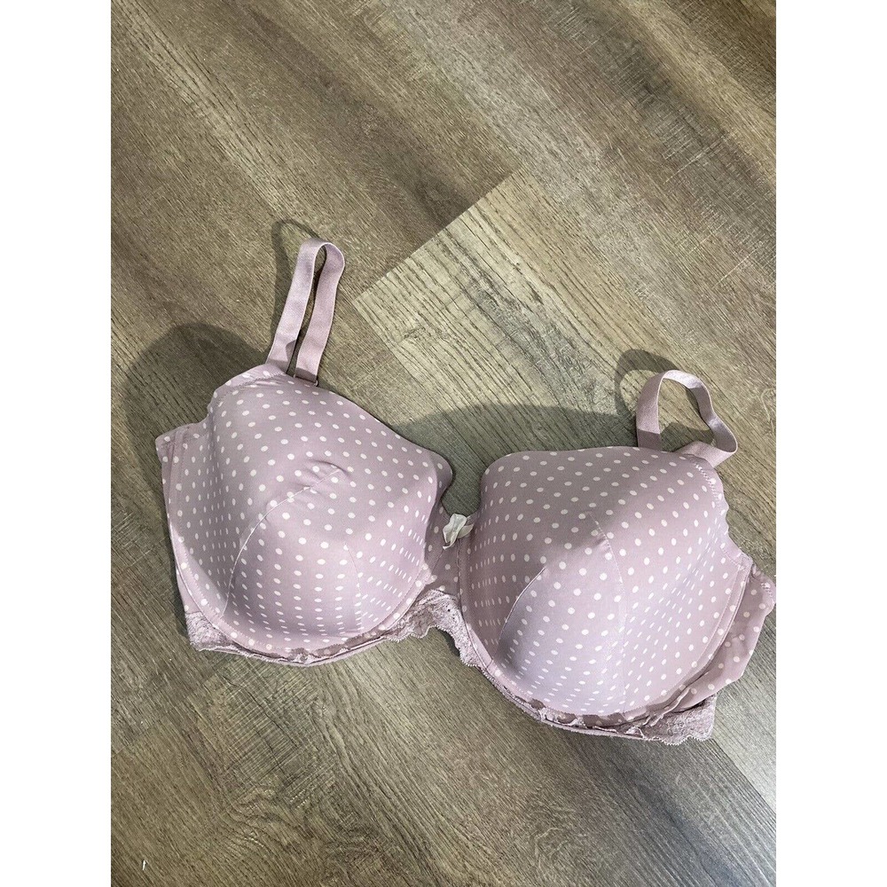 Adore Me Women's Back Closure Bra Mauve Polka Dot Size 38I